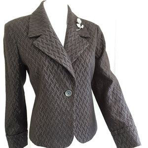 COLDWATER CREEK CHARCOAL GREY SILVER FITTED CROPPED JACKET SZ 4-6P